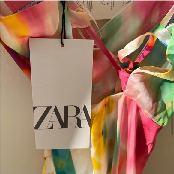 ZARA NWT Print satin effect Dress - Picture 10 of 10